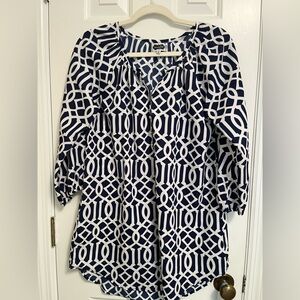 Mud Pie Blue and White Graphic Relaxed Tunic